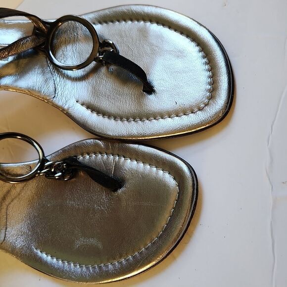 Manolo Blahnik Metallic Silver Strappy Heels - Picture 5 of 12